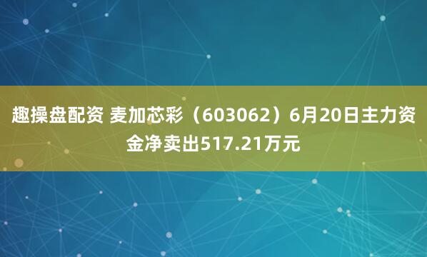 趣操盘配资 麦加芯彩（603062）6月20日主力资金净卖出517.21万元